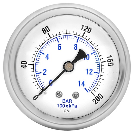 Zenport Glycerin Liquid Filled Pressure Gauge, 0-200 PSI, 10PK BLPG200