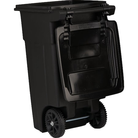 Toter 32 Gal. Black Outdoor Trash Can With Attached Lid and Wheels 79232-R2200