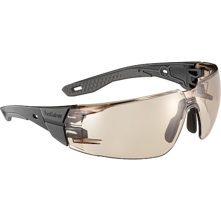 Bolle Safety Rush+, Safety Glasses, Anti-Fog & Anti-Scratch, Copper Lens, Black/Gray Frame, Frameless RUSPSN30U