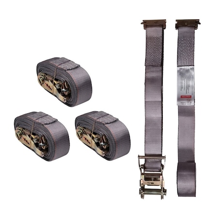 Mytee Products 2 ft ftx16 ft Heavy Duty E Track Ratchet Strap for Enclosed Trailers, 4000 lbs, 4PK ETKRS216x4