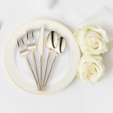 Smarty Had A Party Shiny Gold Moderno Disposable Plastic Dessert Forks, 240PK 9340G-SF-CASE