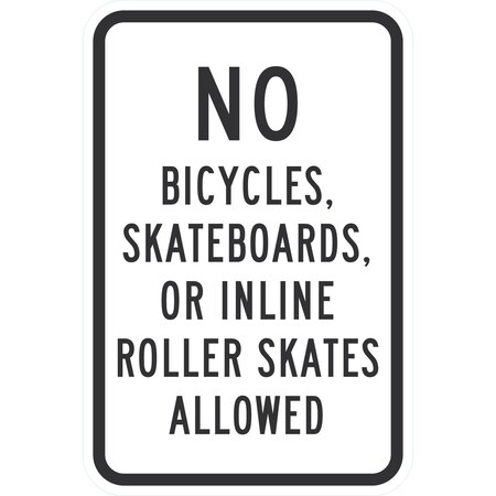 Lyle No Bicycles, Skateboards, Or Inline/Rollerskates, 12x18, Diamond Grade, White G-2630-DG_12x18