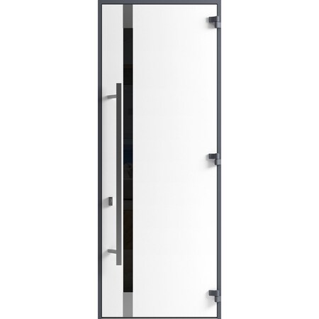 Vdomdoors Front Exterior Prehung Steel Door Ronex1011 Grey 96 Stainless Inserts Entry Metal Modern Painted RONEX1011EXD-GRE-W36xH96-LH-I
