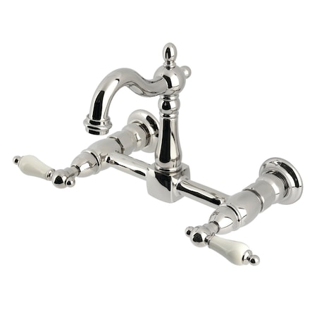Kingston Brass Two-Handle Wall Mount Bridge Kitchen Faucet, Polished Nickel KS2446PL