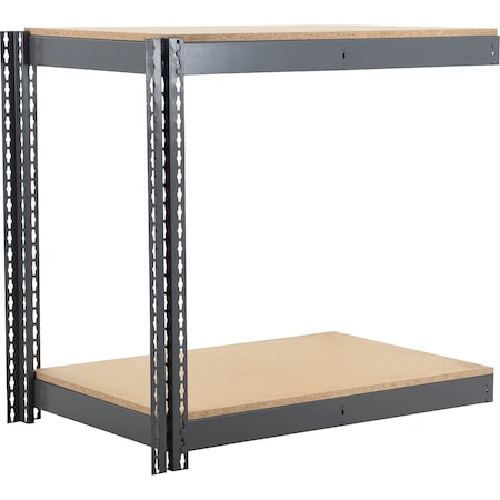 Global Industrial 2 Shelf, Heavy Duty Boltless Shelving, Add On, 36"W x 24"D x 36"H, Wood Deck B3171218