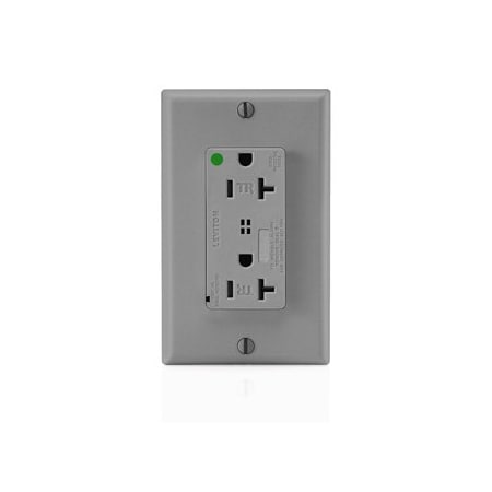 Leviton Surge Protector Receptacle, 20 Amp, 125 Volt, 5-20R NEMA, Gray T8380-GY