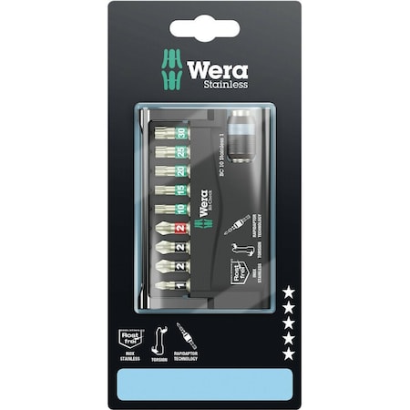 Wera Bit-Check 10 Stainless 1 SB, 10 pieces 5073630001