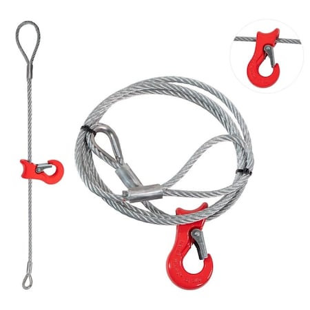 Mytee Products 3/8in x 8'Single Leg Wire Rope Sling w/Sliding Choker Hook for Rigging - 1.4 Ton SLWRS-388-CK