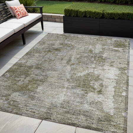 Homeroots 5' X 8' Green Abstract Washable Indoor Outdoor Area Rug 564228