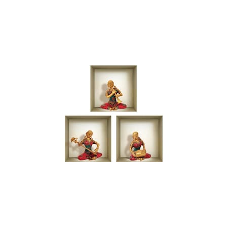 Homeroots Set of Three Abba Niche 3D Square Peel and Stick Wall Decals, 3PK 581066