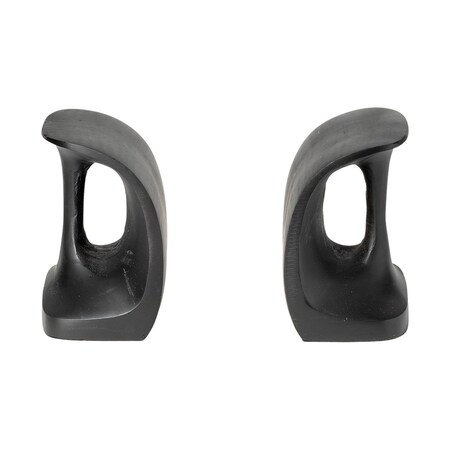 Homeroots Set of Two 6" Black Metal Decorative Bookends, 2PK 392130