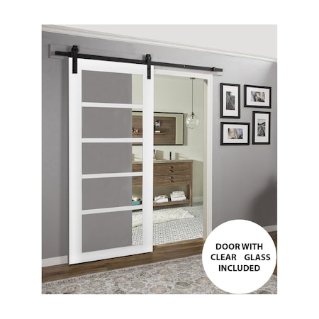 Sartodoors Sturdy Barn Door White Solid Core Modern Interior QUADRO4522BD-B-WS-18