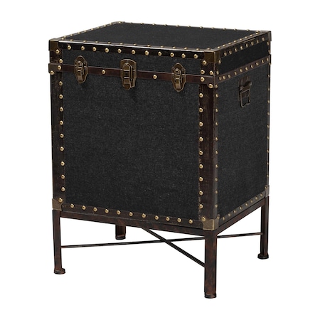 Baxton Studio Laura Vintage Black Canvas Lift-Top Trunk End Table 251-13912-ZORO