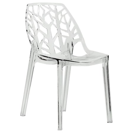 Leisuremod Cornelia Modern Stackable Dining Chair with Cut-Out Tree Design, Clear C18CL