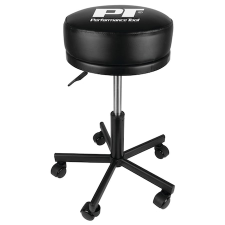 Performance Tool Pneumatic Rolling Shop Stool, Adjustable Height, Swivel Wheels, 300lb W85033