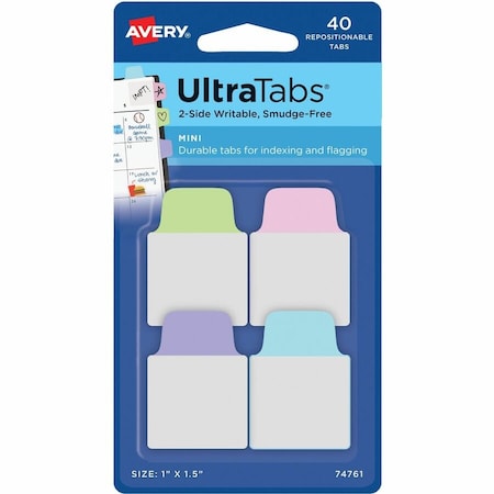 Avery Dennison Ultra Tab, Assorted, Pk40, Width: 1-1/2" 74761