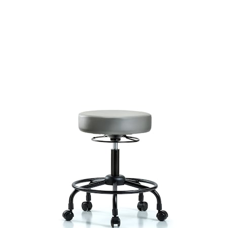 Blue Ridge Ergonomics Vinyl Stool, Desk, Round Tube Base, Casters, Sterling BR-VDHSO-RT-RC-8840