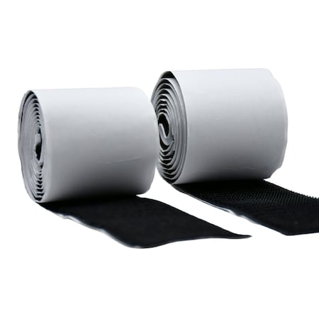 Grizzly Supply Adhesive Hook and Loop Roll, 4 ft L, 2 in W, Hook and Loop Connection, Black, 1PK GS-HLAR4x2-0