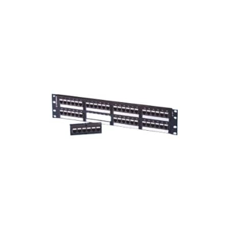 Ortronics TECHCHOICE 48-PORT PANEL, T568A/B CAT6, 110-MOD 8W8P, BLACK, 2 RACK UNIT SP6U48