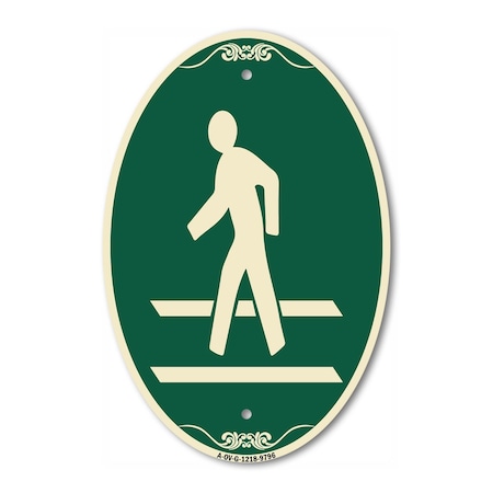 Signmission Pedestrian Crossing, 12 Inch X 18 Inch Designer, Heavy Gauge Aluminum A-OV-G-1218-9796