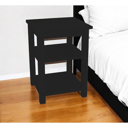 Homeroots 28" Black Solid Wood Nightstand 548314
