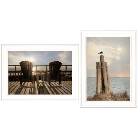 Set Of Two By The Sea White Framed Print Wall Art, 2PK