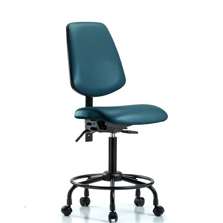 Blue Ridge Ergonomics Vinyl Chair, Med Bench, Round Tube Base, Med Back, Tilt, Casters, Royal BR-VMBCH-MB-RT-T1-A0-RC-8801