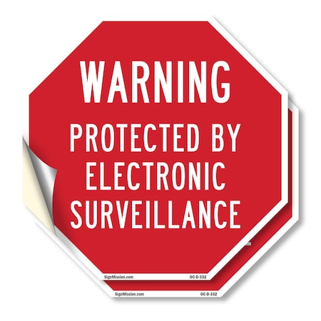 Signmission Warning Protected by Electronic Sur, 4 inch X 4 inch, Vinyl Decal, 2PK OC-D-2PACK-4-332