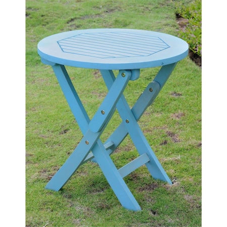 International Caravan Acacia Round Folding Table, Sky Blue TT-RT-014-SKB