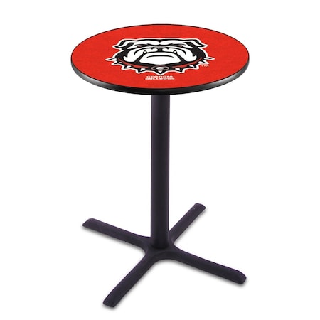 Holland Bar Stool Co 36" Blk Wrinkle Georgia "Bulldog" Pub Table, 36" dia. Top L211B3636GA-Dog