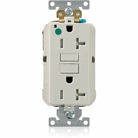 Leviton Self-Test GFCI Receptacle, Lev-Lok, 20 Amp, 125 VAC, 5-20R NEMA MGFT2-HGT