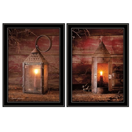Set Of Two Innkeepers Lantern 2 Black Framed Print Wall Art, 2PK