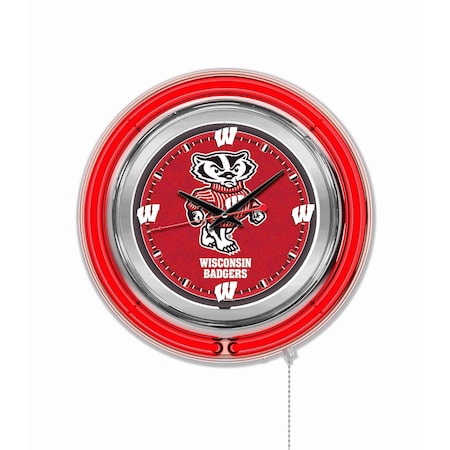 Holland Bar Stool Co University of Wisconsin Double Neon 15" Clock (Badger) Clk15WI-Bdg