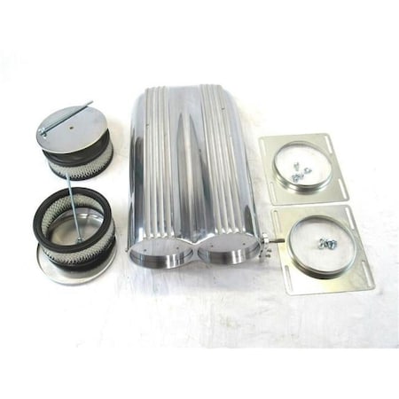 Bous Performance Aluminum Shotgun Double Barrel Intake Hood Scoop Full Finned Dual Carb Setup, Polished E40010P