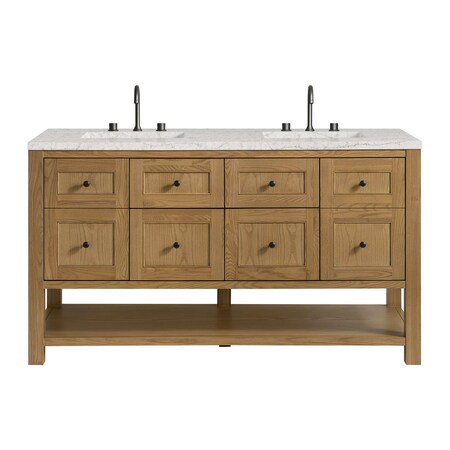 James Martin Vanities 60"D Vanity, Light Natural Oak, w/Eternal Jasmine Pearl Top w/FreePower Wireless Charge 330-V60D-LNO-FEJP