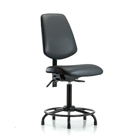 Blue Ridge Ergonomics Vinyl Chair, Med Bench, Round Tube Base, Med Back, Glides, Carbon BR-VMBCH-MB-RT-T0-A0-RG-8823