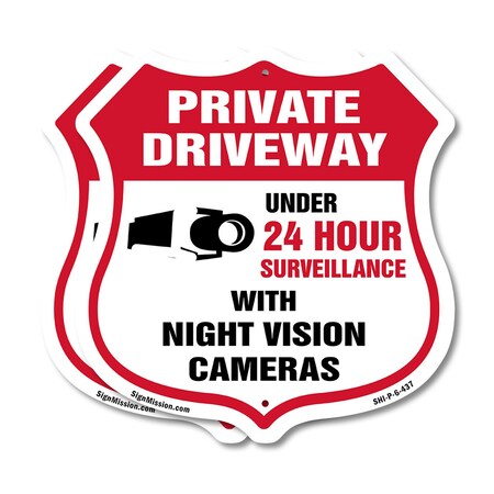 Signmission Private Driveway Shield Sign Under 24 Ho, 6 inch X 6 inch, Plastic Sign, 2PK SHI-P-2PACK-6-437
