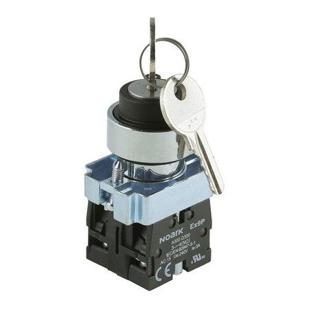 Noark Key switch - Ex9PB - 1200535 - Black - 2-positions - Reset - 2NO EX9PBG43