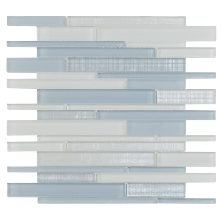 Apollo Tile White Blue 11.8 in x 12.2 in Glass Glossy, Matte Floor and Wall Mosaic Tile 5 sqft/case, 5PK APLICL8816A