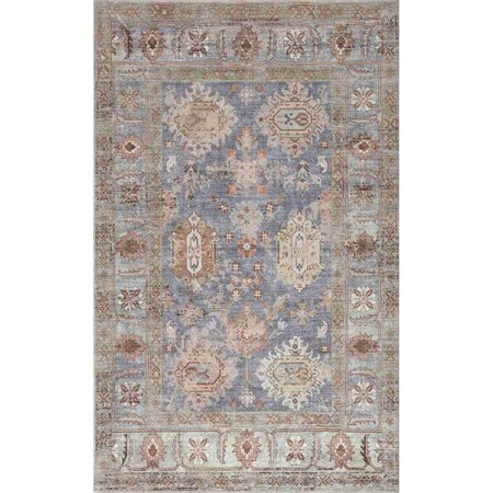 Jonathan Y Kisara Oushak Style Distressed Border Non-Slip Machine-Washable Khaki/Gray 5 ft. x 8 ft. Area Rug PTN101F-5