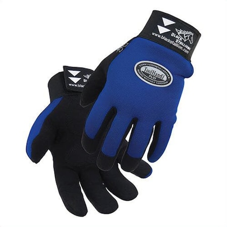 Black Stallion Original Safety Work Gloves, Mechanics, Large, Synthetic Leather Palm, Blue, Strap Cuff 99PLUSL-BLUE