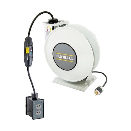 Hubbell Wiring Device-Kellems ExtensionCordReel, White, 25ft, 12AWG HBLI25123GF220M1