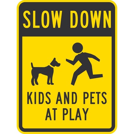 Lyle Slow Down (Sym) Kids And Pets At Play, 18x24, High Intensity Prismatic, Yellow G-10622-HI_18x24