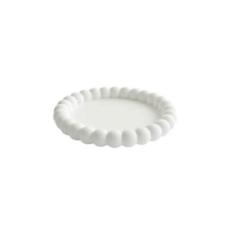 Homeroots 6in White Resin Handmade Round Trinket Tray 724183