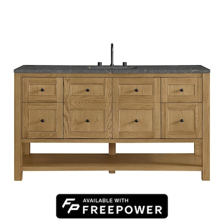 James Martin Vanities Breckenridge 60 in. Single Vanity, Light Natural Oak w/ 3 CM Parisien Bleu Top 330-V60S-LNO-FPBL