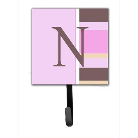 Carolines Treasures Letter N Initial Monogram - Pink Stripes Leash Holder Or Key Hook CJ1005-NSH4