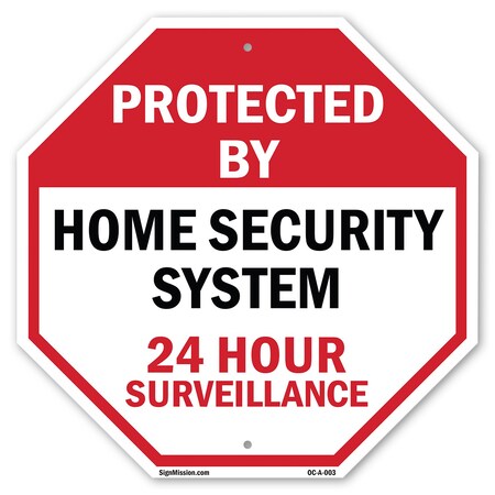 Signmission Protected By Home Security System 2, 10 Inch X 10 Inch, Aluminum Metal Signs OC-A-10-3