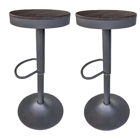 Amerihome Round Adjustable Height Bar Stools with Wood Seat - Espresso Stain BSWTSWBN