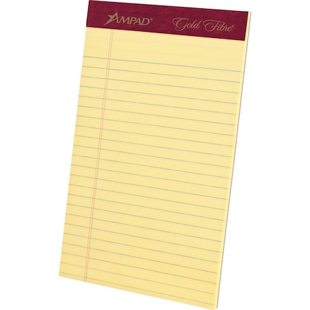 Ampad/ Of Amercn Pd&Ppr Ampad, GOLD FIBRE WRITING PADS, NARROW RULE, 5 X 8, CANARY, 4PK 20029