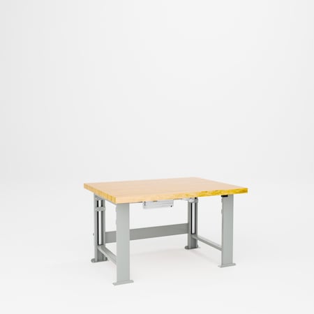 Pucel Hardwood Top Hydraulic Bench, 48 in W x 36 in D x 41 in H, Electric Adjustable, Gray HBW-3648-E12